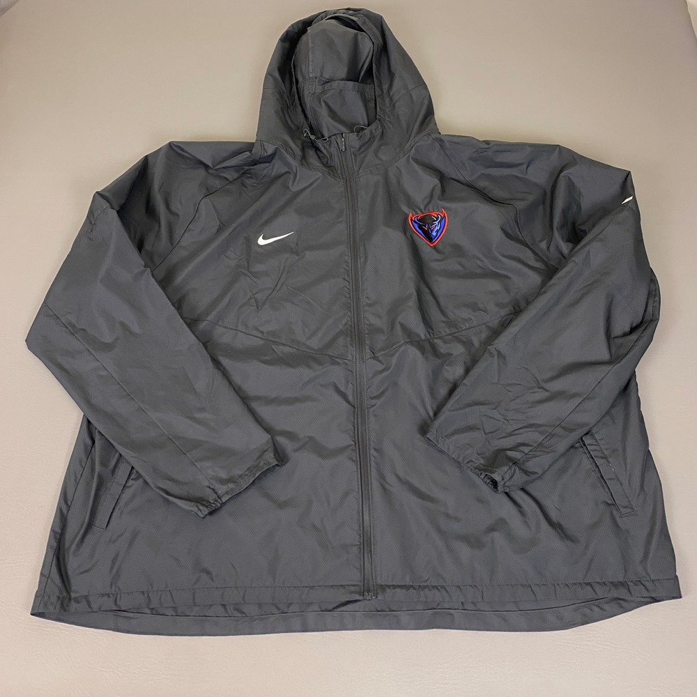 Depaul Nike Windbreaker Jacket Men's 3XL Dark Gray Full Zip Hooded Blue Demons